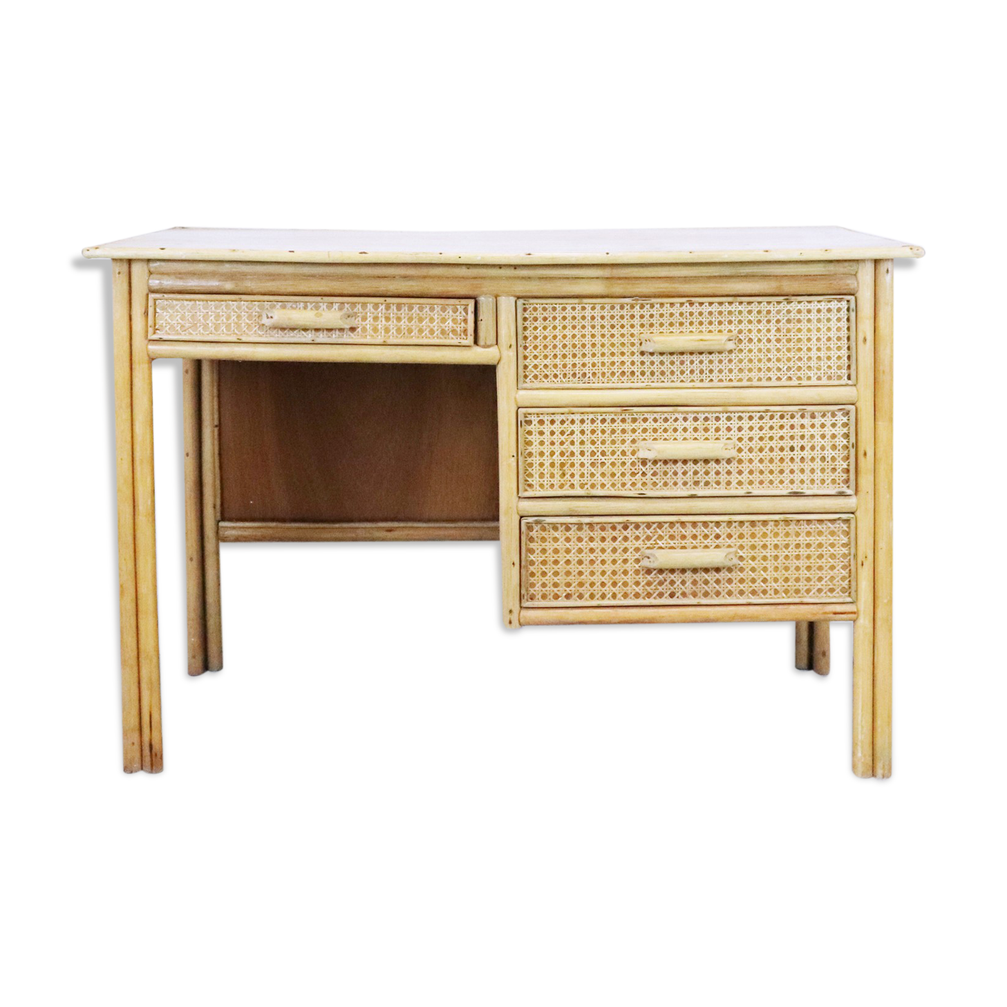 Desk in rattan and caning