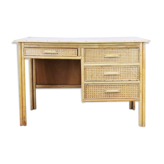 Desk in rattan and caning