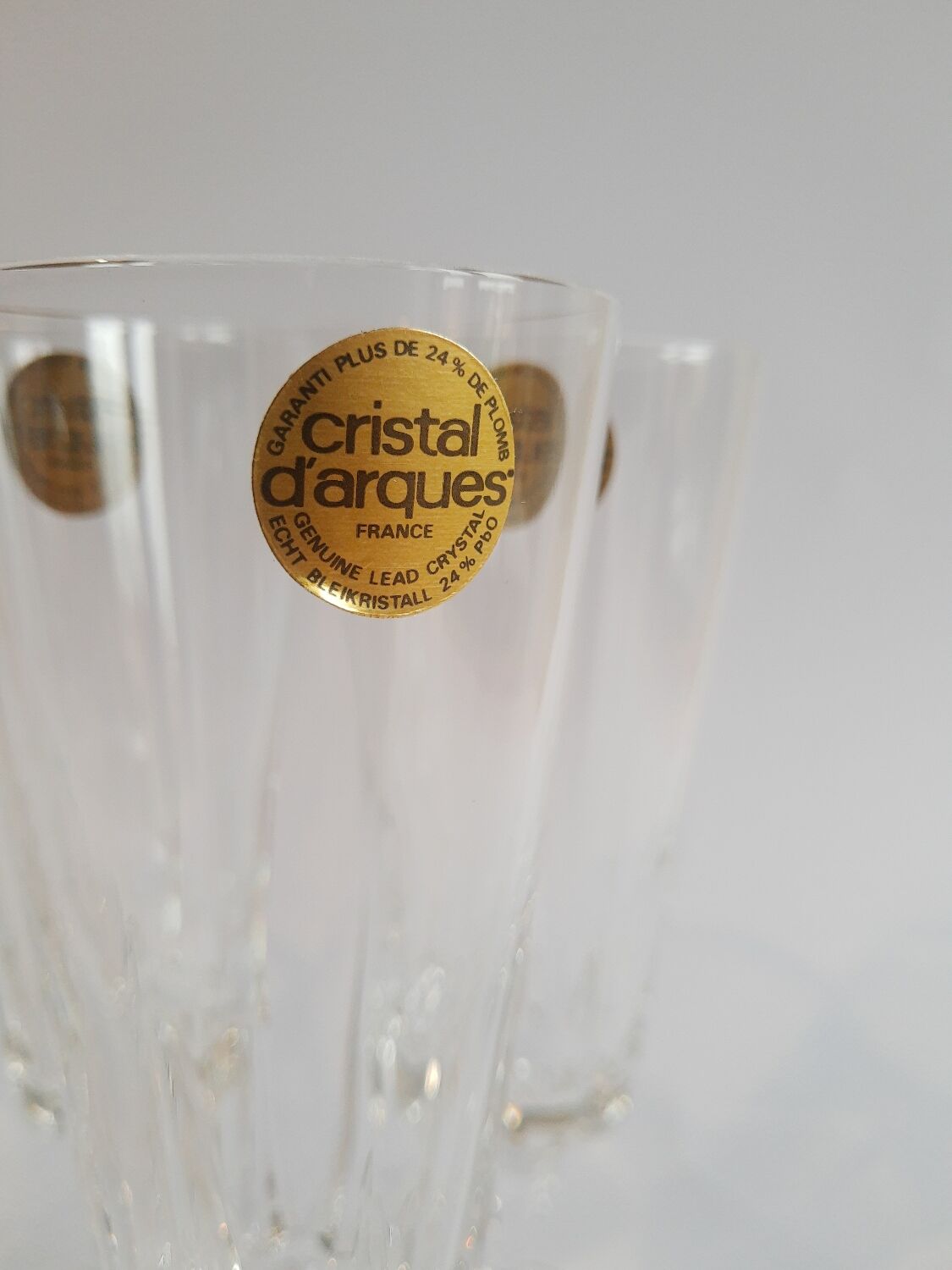 Set of 6 Cristal d'Arques 16cl Versailles vintage champagne flutes