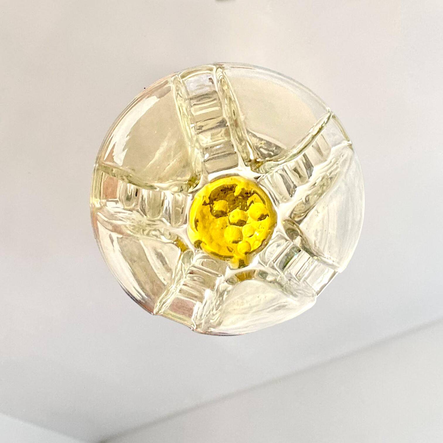 Teak wood and Mazzega style glass pendant lamp