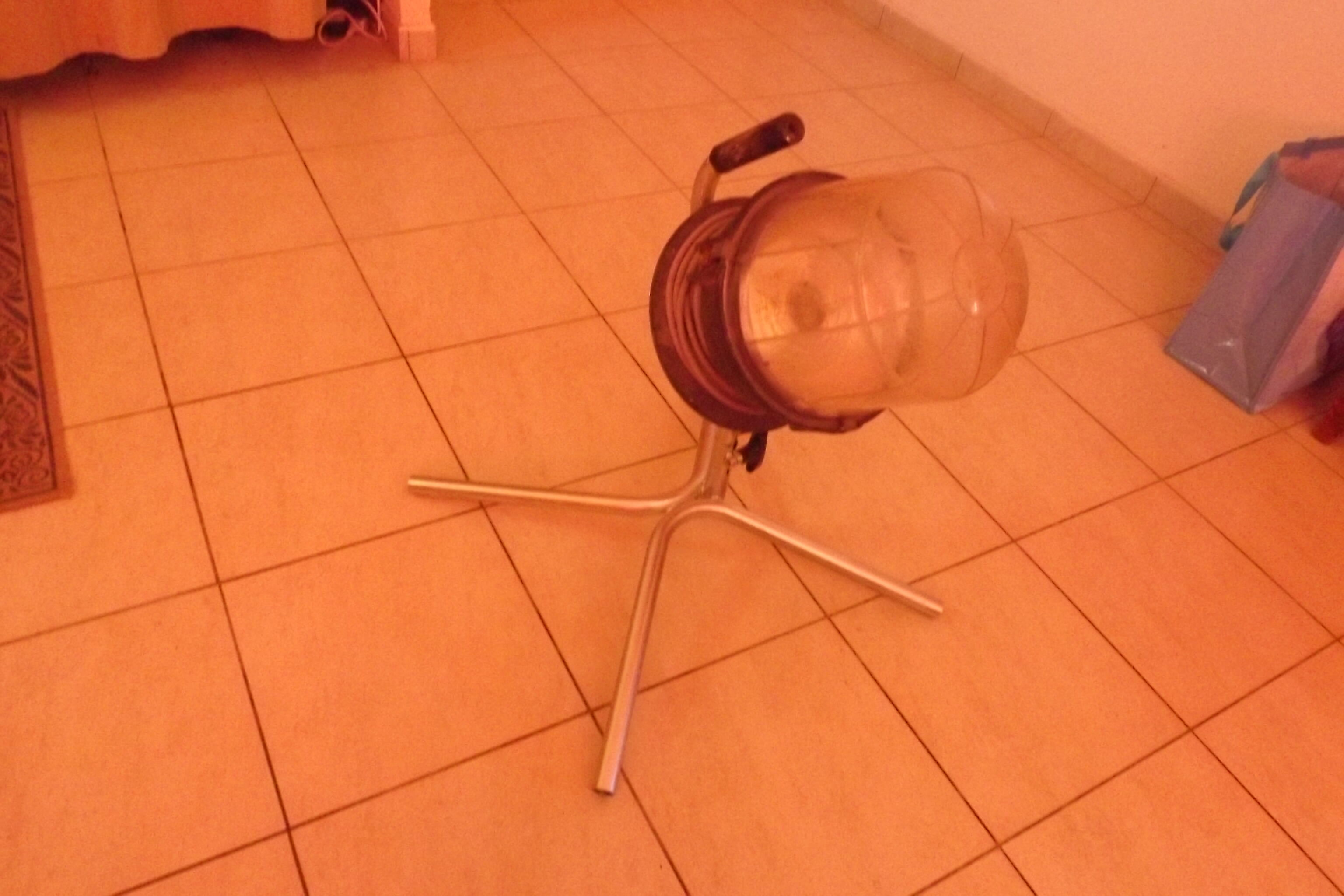 Industrial iron and plastic lamp