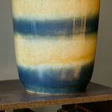 Vase West Germany en grès bleu et beige