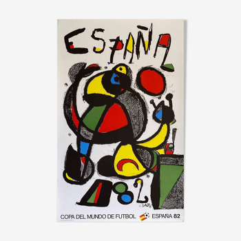 Affiche original coupe du monde football Espagne 1982 par Joan Miró - Petit Format - On linen