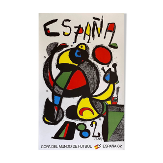 Affiche original coupe du monde football Espagne 1982 par Joan Miró - Petit Format - On linen