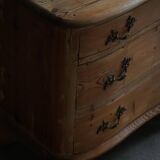 Antique Danish pine commode with ball feet, late 19th century.