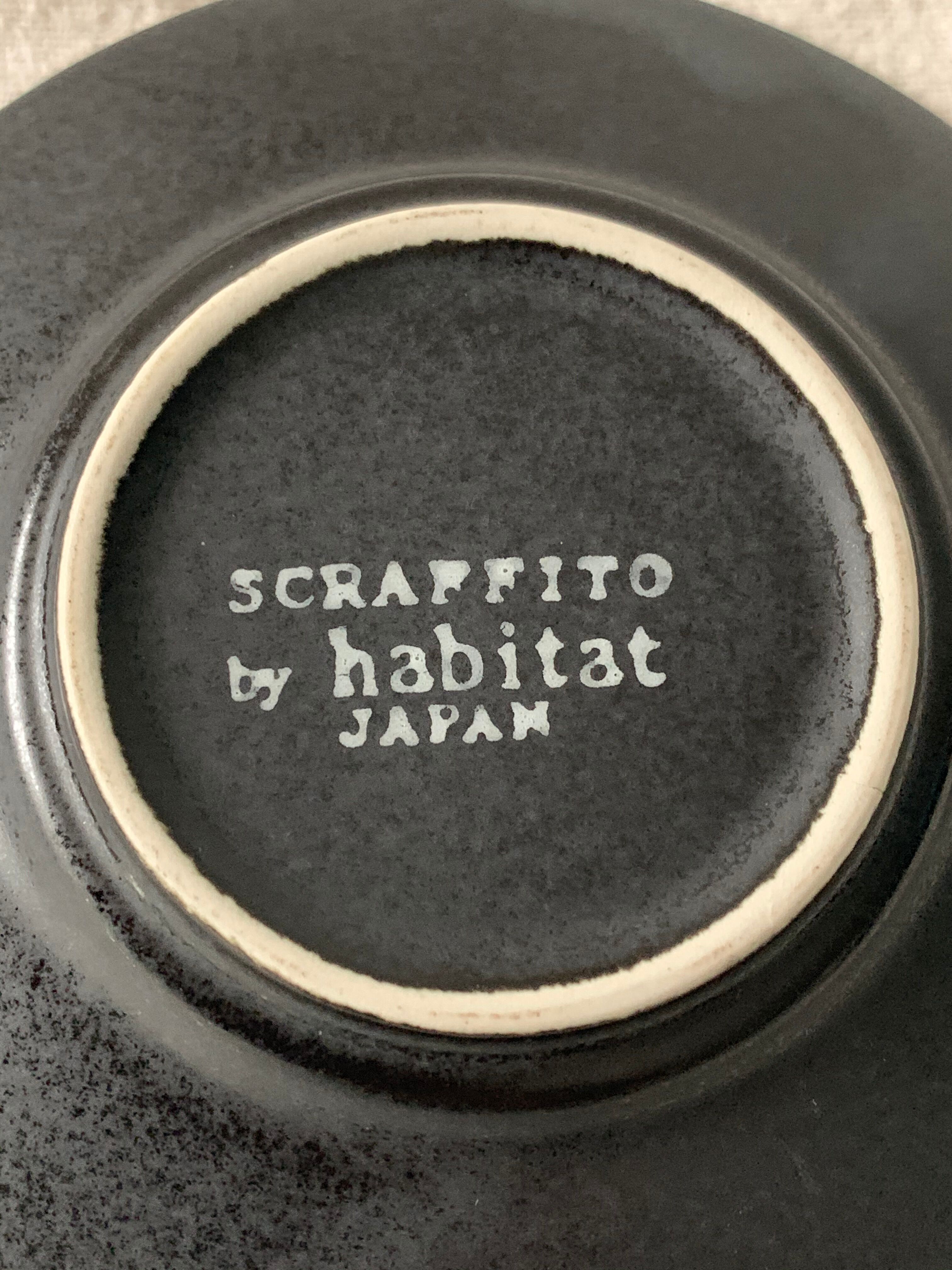 2 cups and 2 subseed scraffito ceramic cups for Habitat Japan, 1970