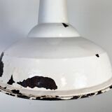 Industrial British White Enamel Factory Pendant Lamp from Benjamin, 1960s