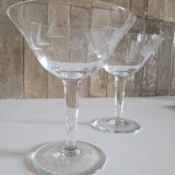 2 crystal champagne glasses