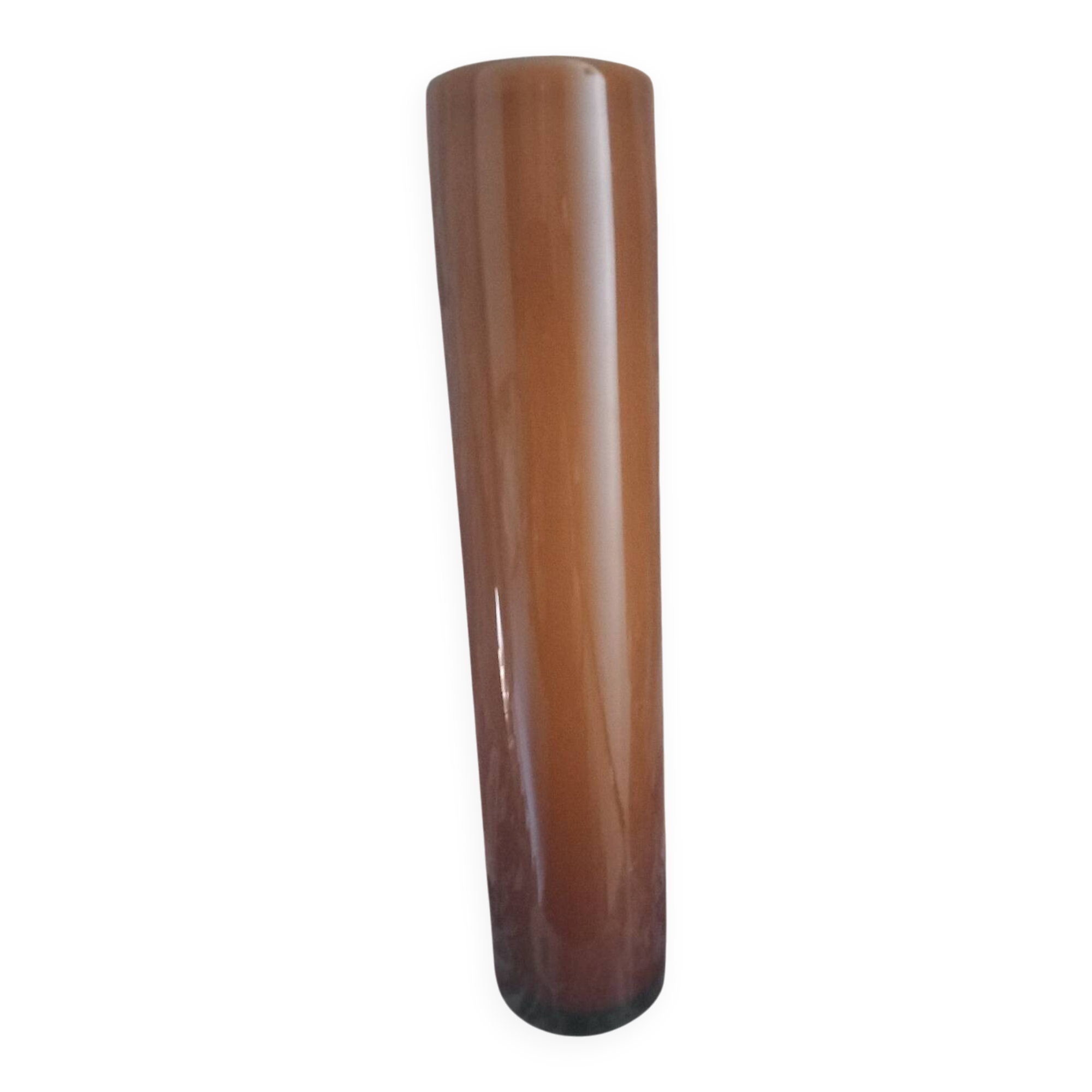 Vintage cylindrical vase in Empoli opaline – amber and brown gradient