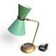 Vintage 1950s Diabolo desk lamp – celadon green & brass