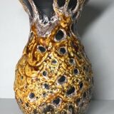 Vase émaux miel vintage en céramique