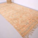 Large Vintage Moroccan Rug 188 x 387 cm - Peach Berber Rug - Handmade Rug