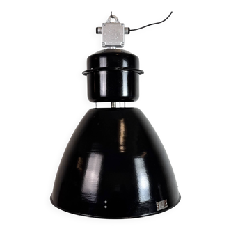 Large Black Industrial Factory Pendant Lamp from Elektrosvit, 1960s
