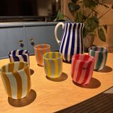 6 glasses and a Murano carafe