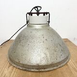 Grey metal industrial factory hanging lamp, 1960s
