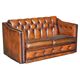 Canapé Chesterfield cuir restauré Art Déco vers 1920