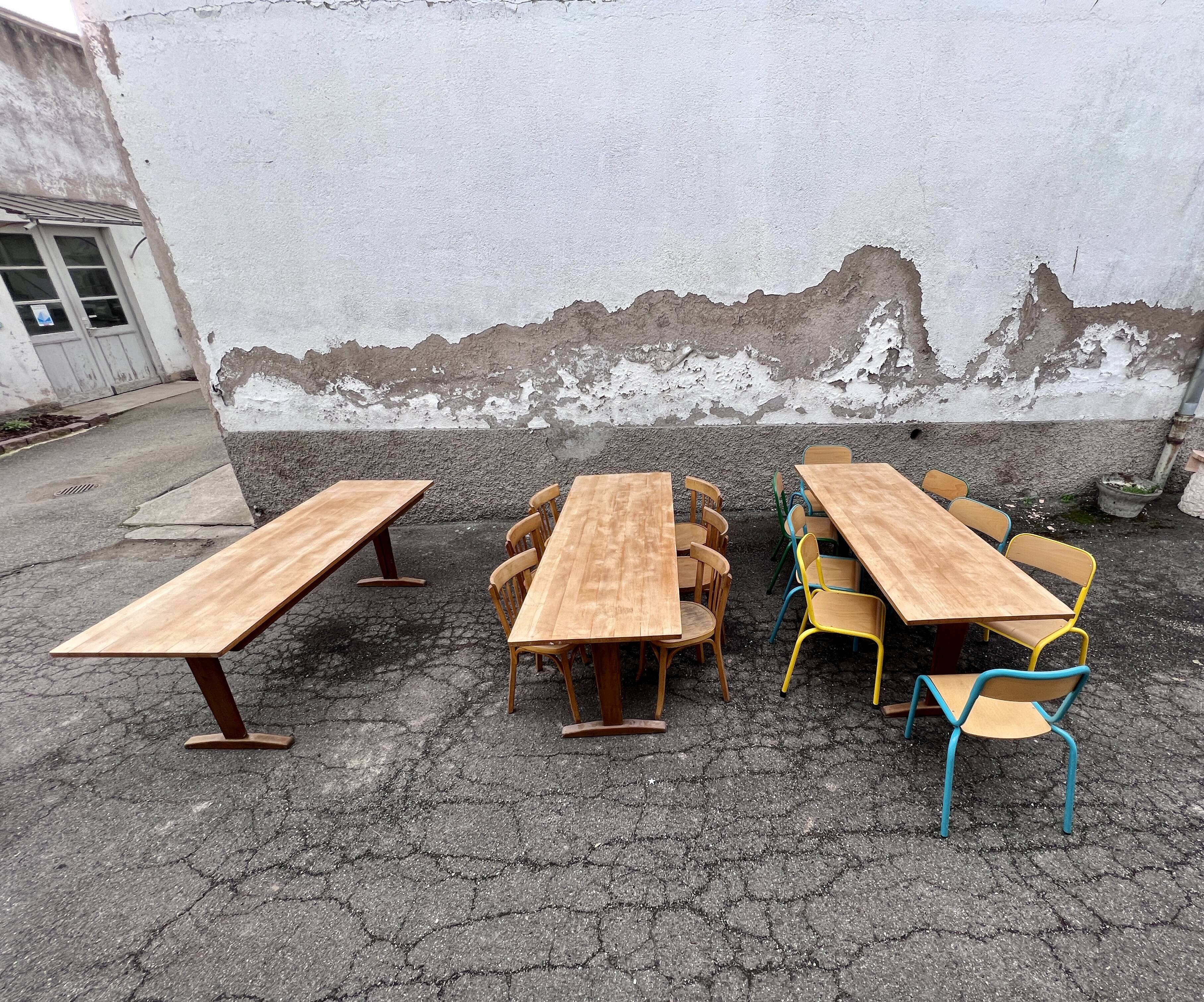 Trio de table bistrot vintage pliante 1950