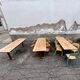 Trio de table bistrot vintage pliante 1950