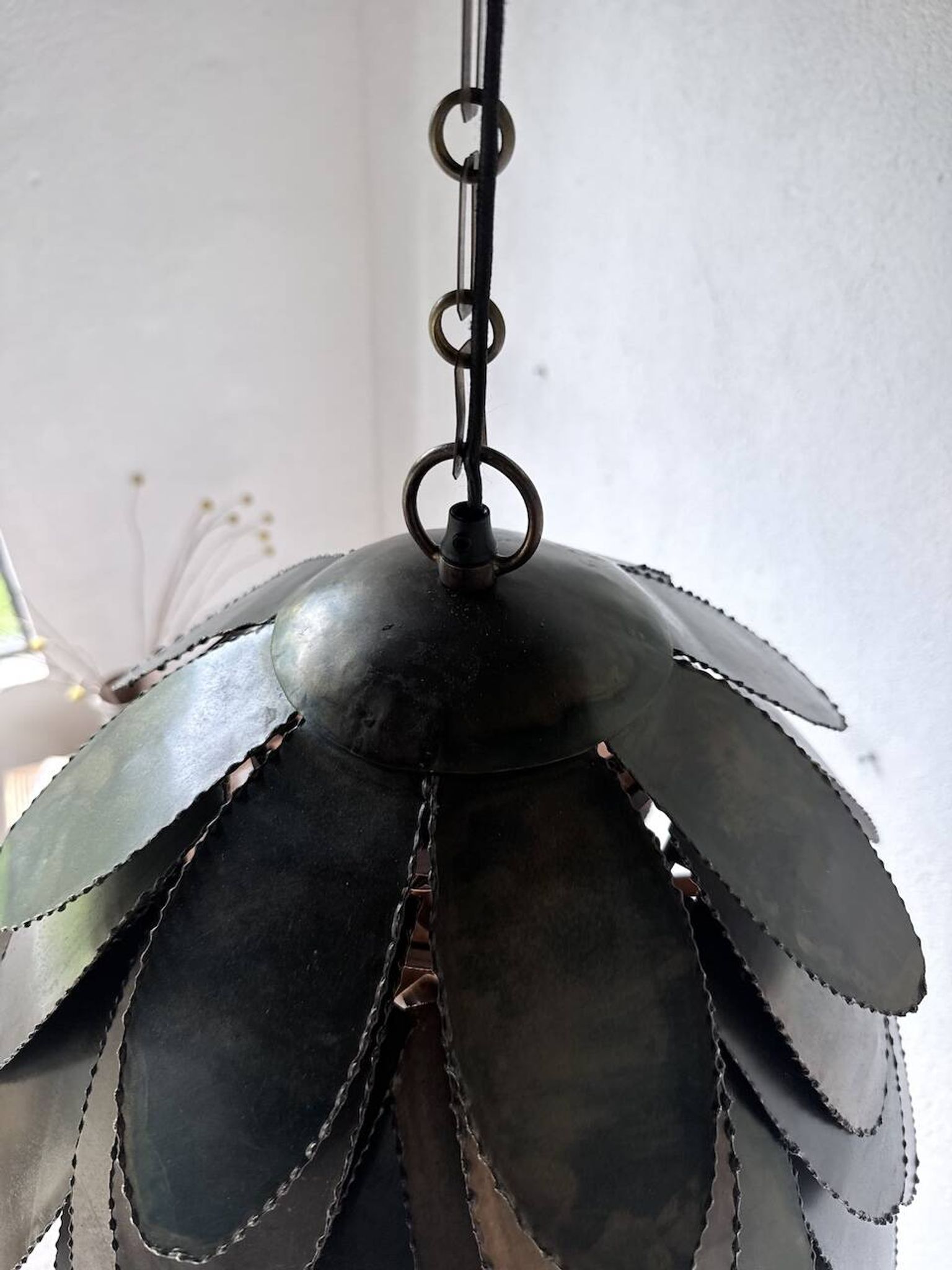 Brutalist suspension Jansen metal welded flower