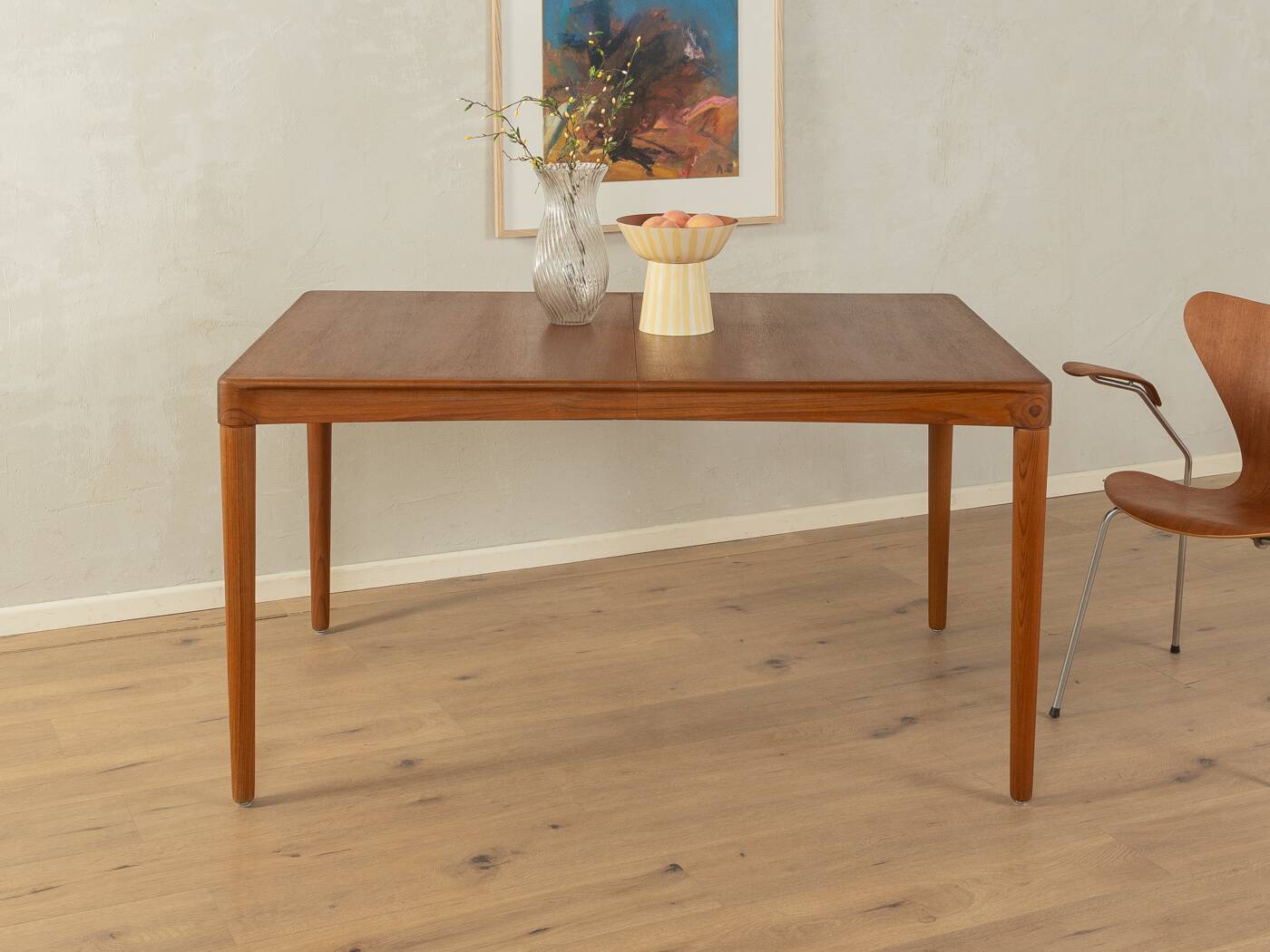 Rare extendable teak dining table by H.W. Klein for Bramin (1960s)