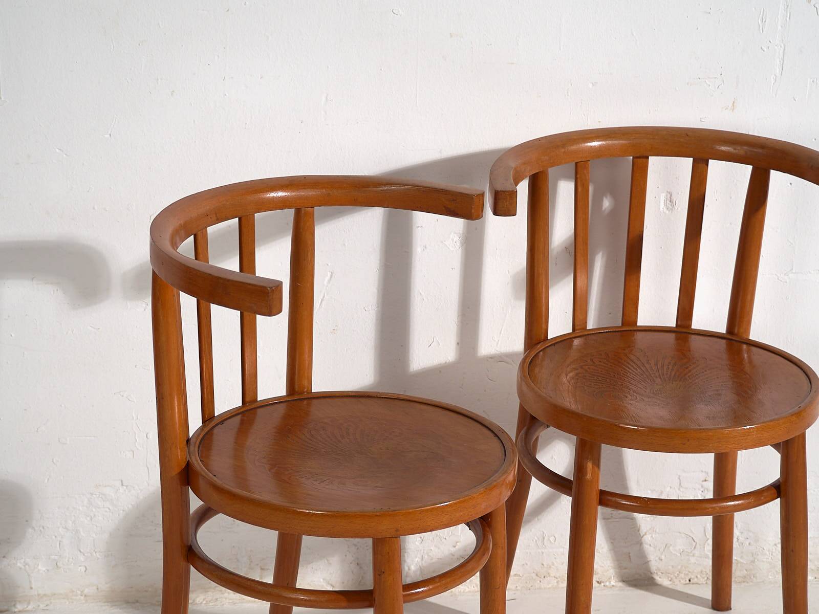 Antique bentwood chairs with carved seats (c. 1920). Set of 4 #1