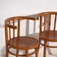 Chaises anciennes en bois courbé avec assise gravée (c.1920). Ensemble de 4 pièces #1