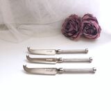 Set of 3 small silver metal cheese knives