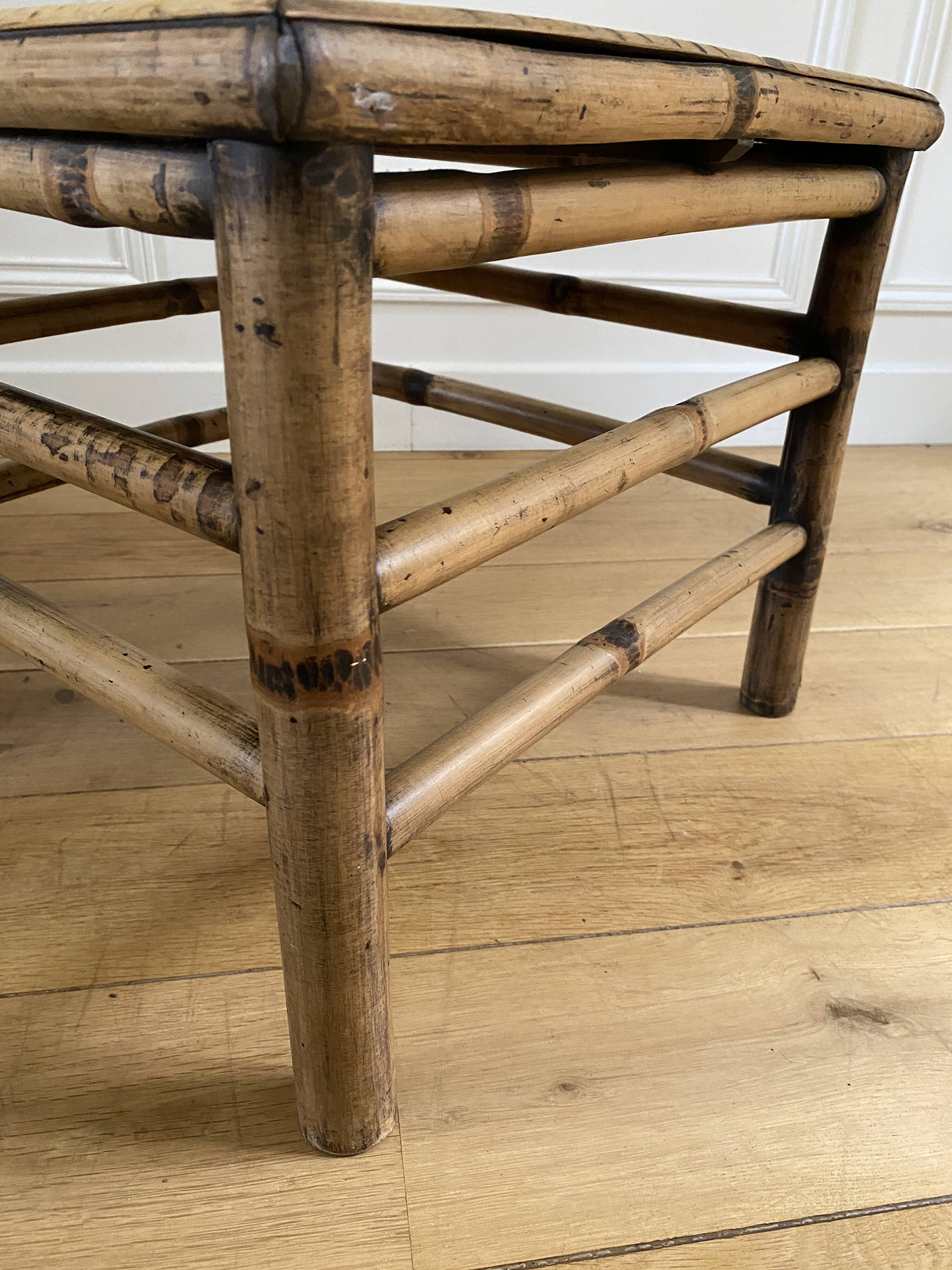 Vintage square bamboo coffee table, H. 38cm W. 47cm D. 47cm