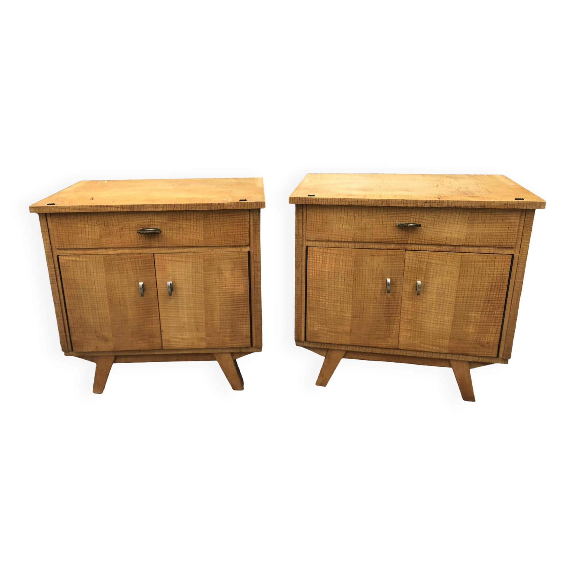 Vintage 60s blond wood bedside tables