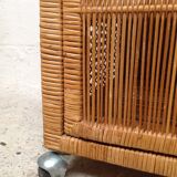 Vintage rattan buffet with wheels