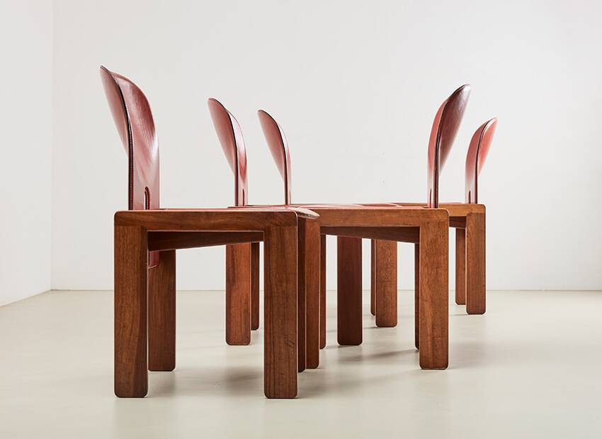 Tobia & Afra Scarpa Set of 5 Model 121 Dining Chairs for Cassina Italy 1965