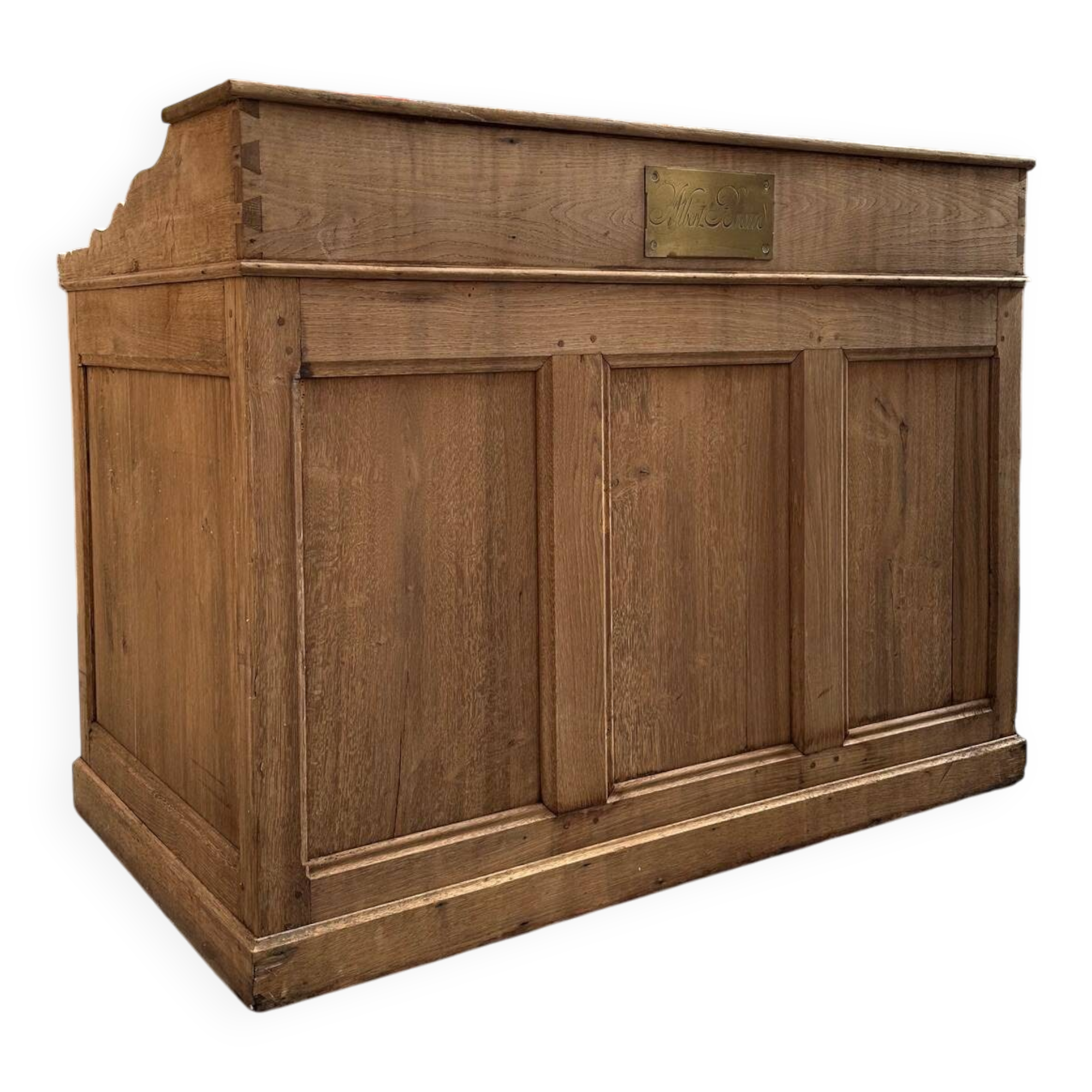 Solid oak reception desk, early 20th century