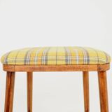Set of three bar stools in vintage style rustic wood wool upholstery