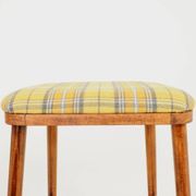Set of three bar stools in vintage style rustic wood wool upholstery