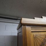 Art Deco carved oak wardrobe - Flemish workshop circa 1930