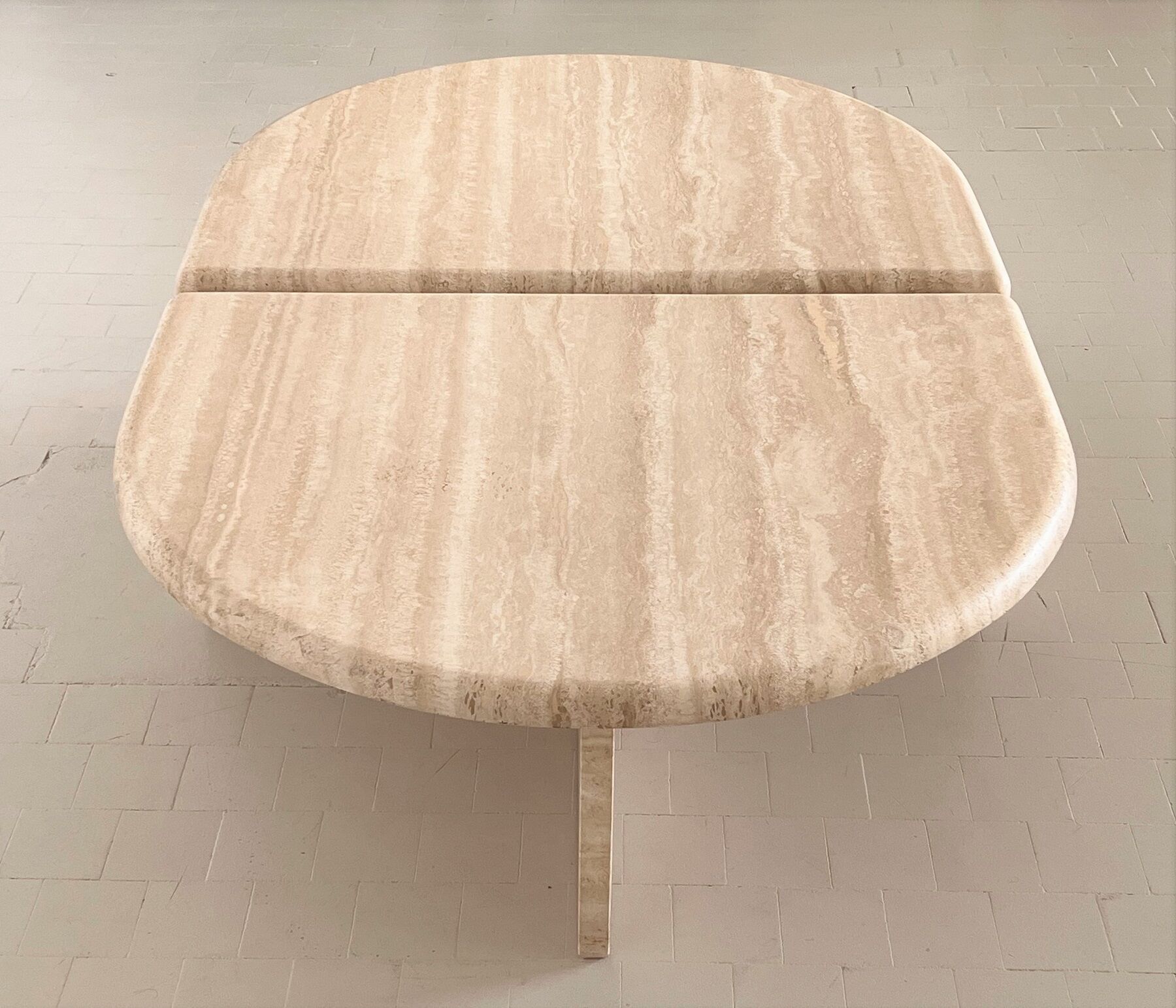 Italian midcentury travertine marble coffee table of two pieces, 1970s