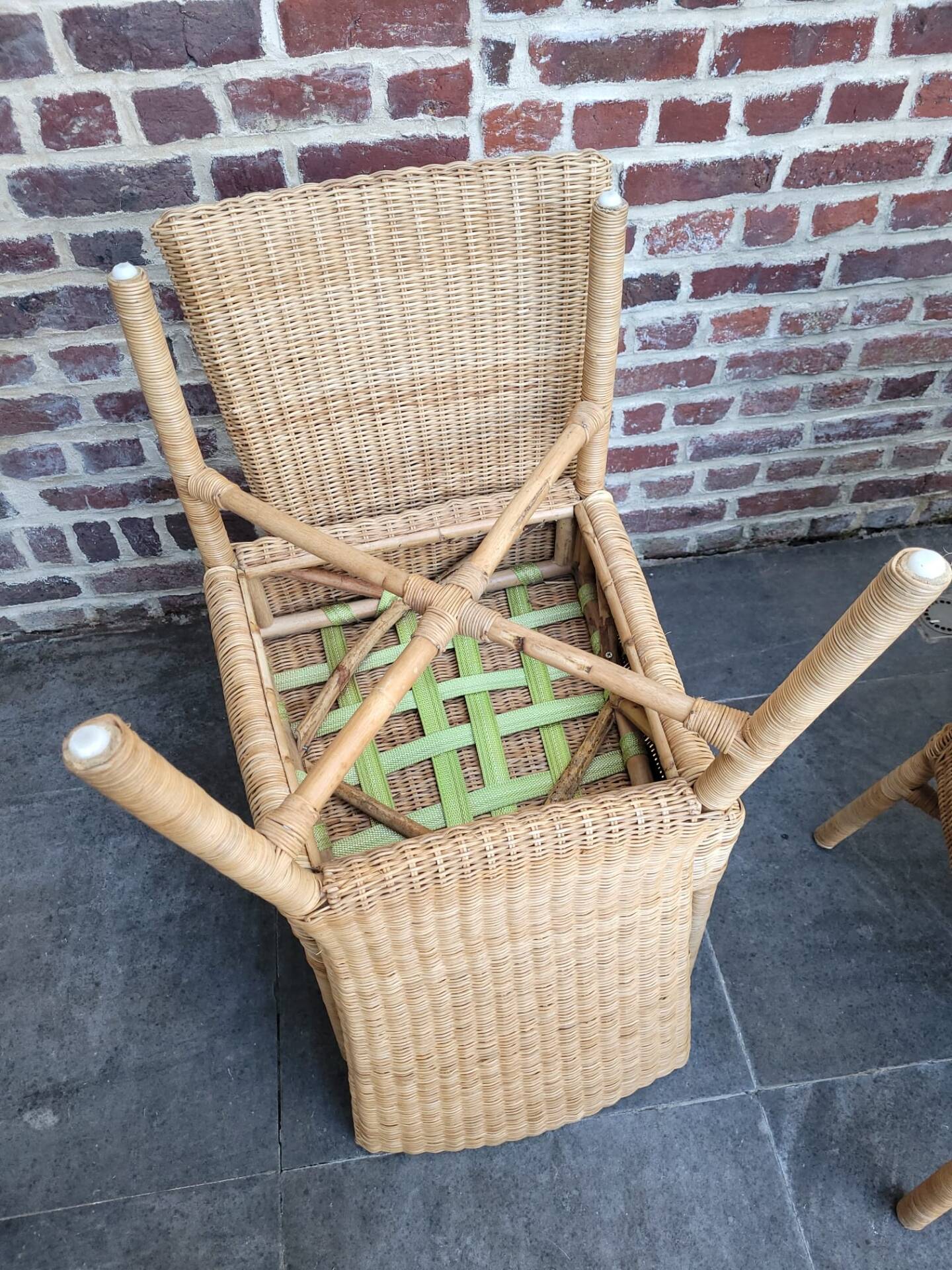 4 dining chairs in natural rattan and woven wicker