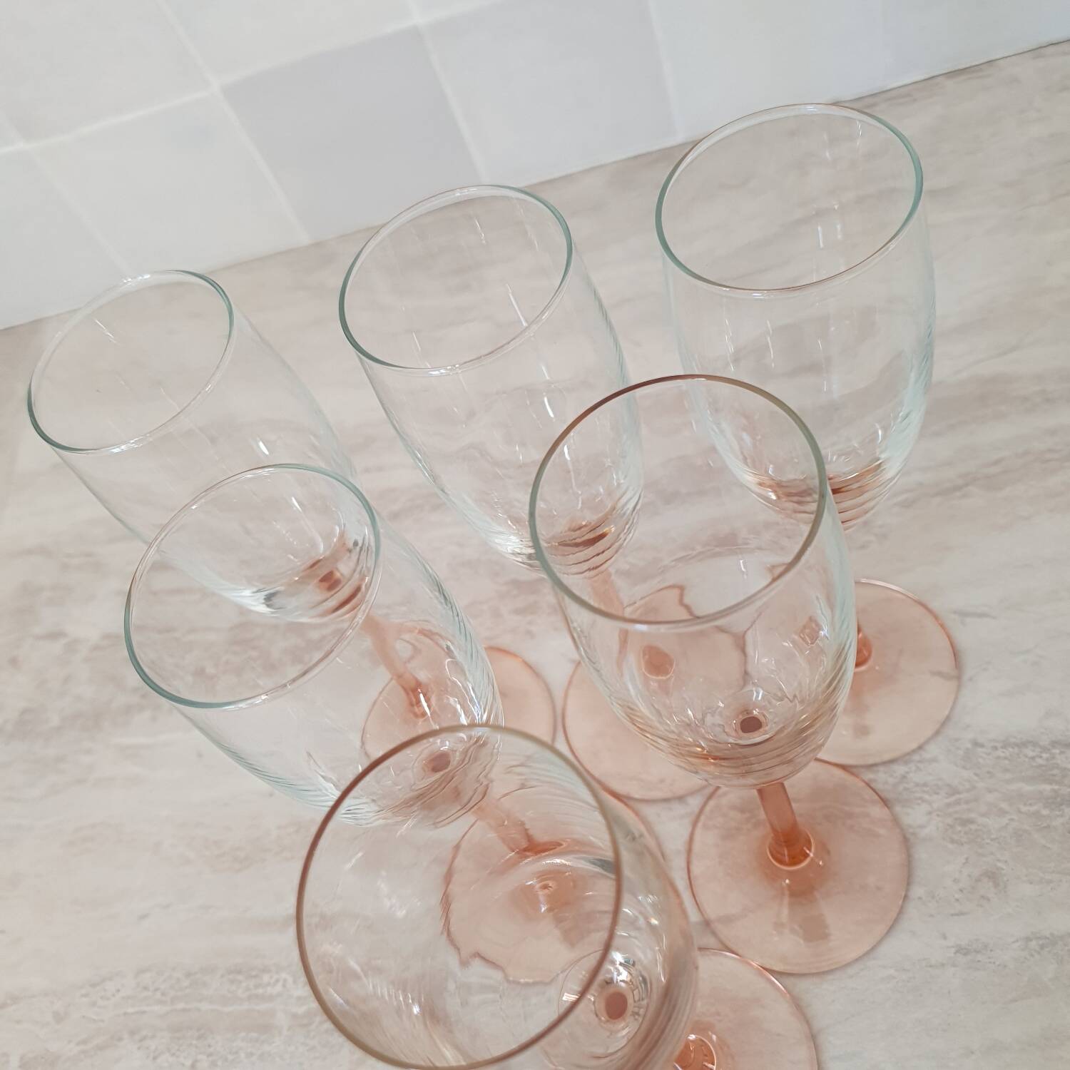 Pink stem champagne flutes