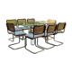 Ensemble de salle à manger italien en laiton avec table et chaises, années 1970, lot de 9