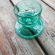 Green glass candlestick