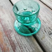 Green glass candlestick