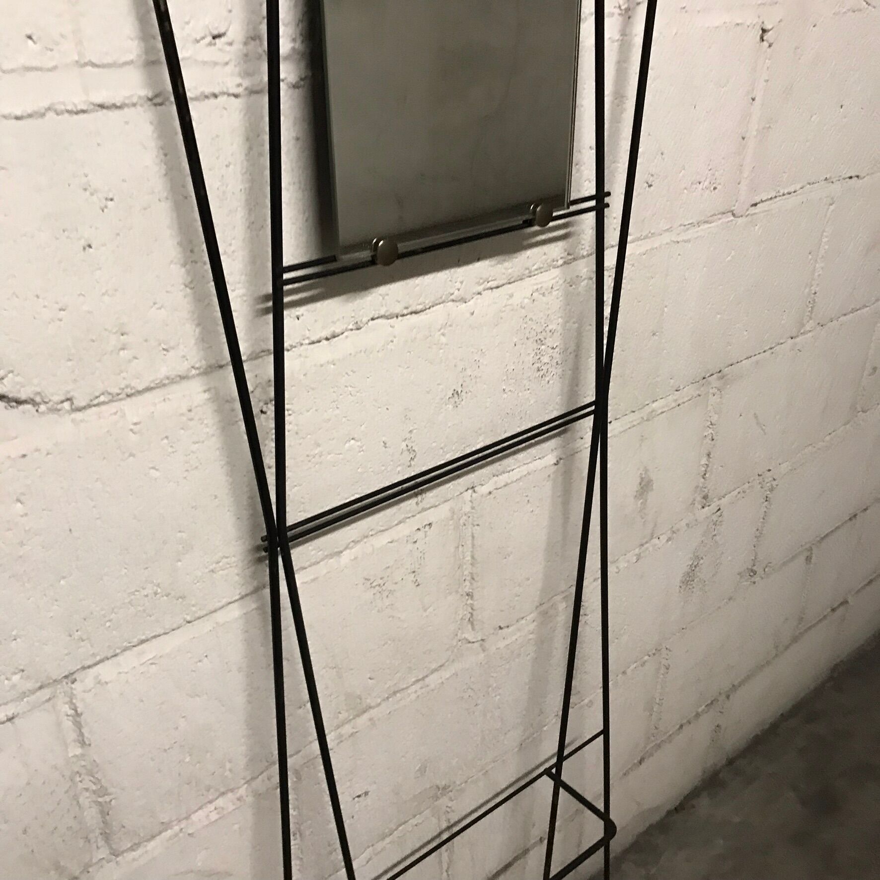 Wall coat rack l vintage metal mirror with 6 hooks
