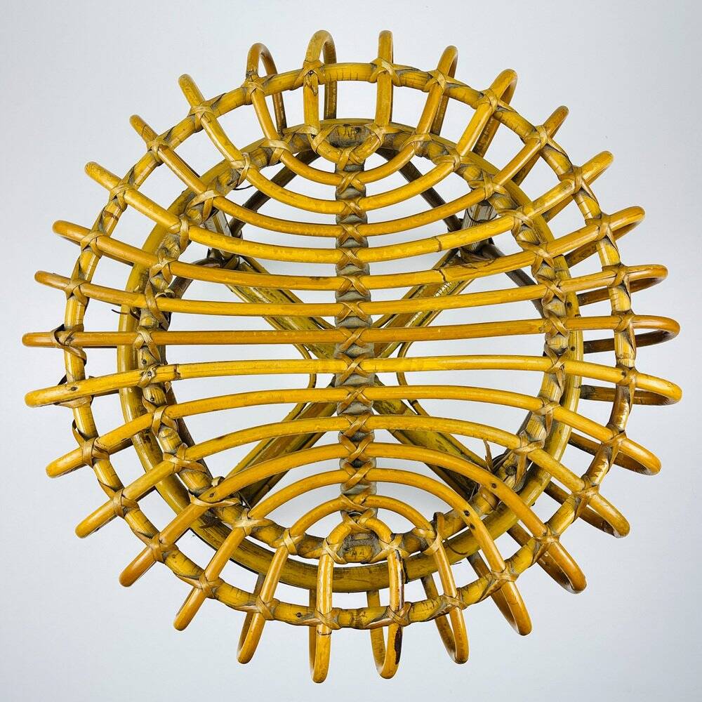 Vintage Rattan Stool attributed to Franco Albini, Italy, 1960s