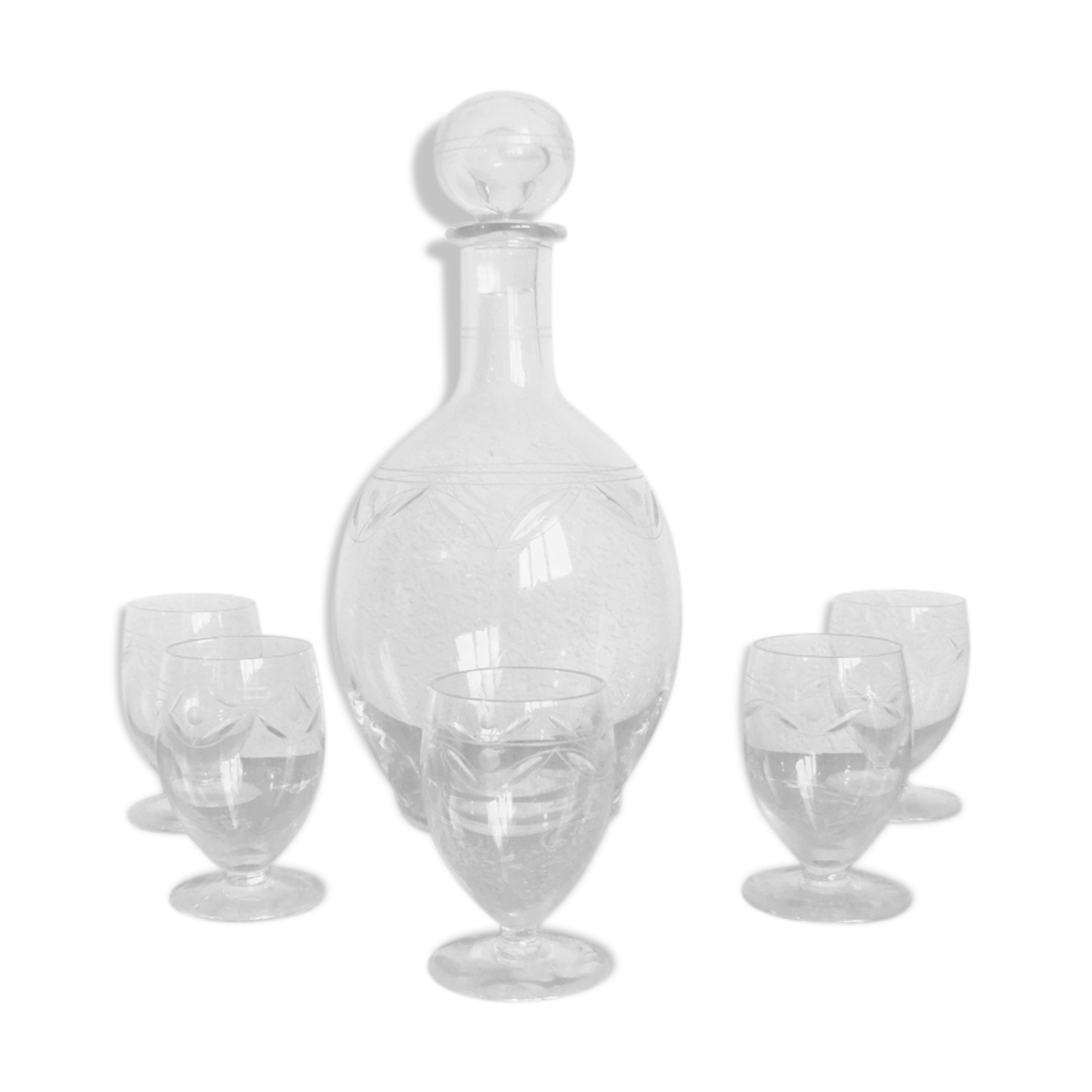 Vintage chiseled crystal liquor service 40s