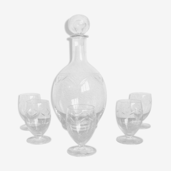 Vintage chiseled crystal liquor service 40s