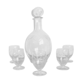 Service à liqueur en cristal ciselé vintage années 40