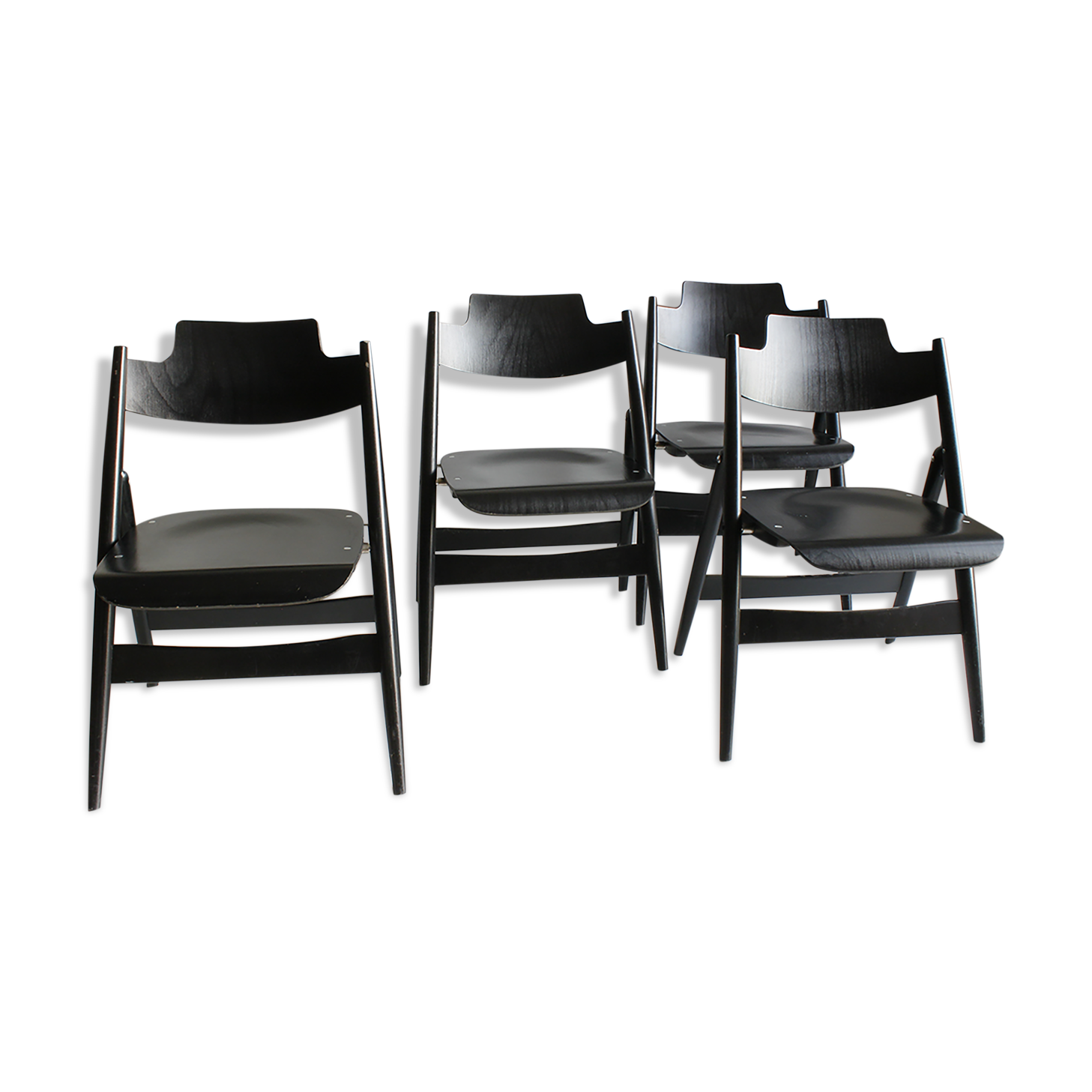 Wooden folding chairs SE18 by Egon Eiermann for Wilde & Spieth, Germany 1952.