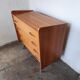 Vintage light oak chest of drawers, brass base