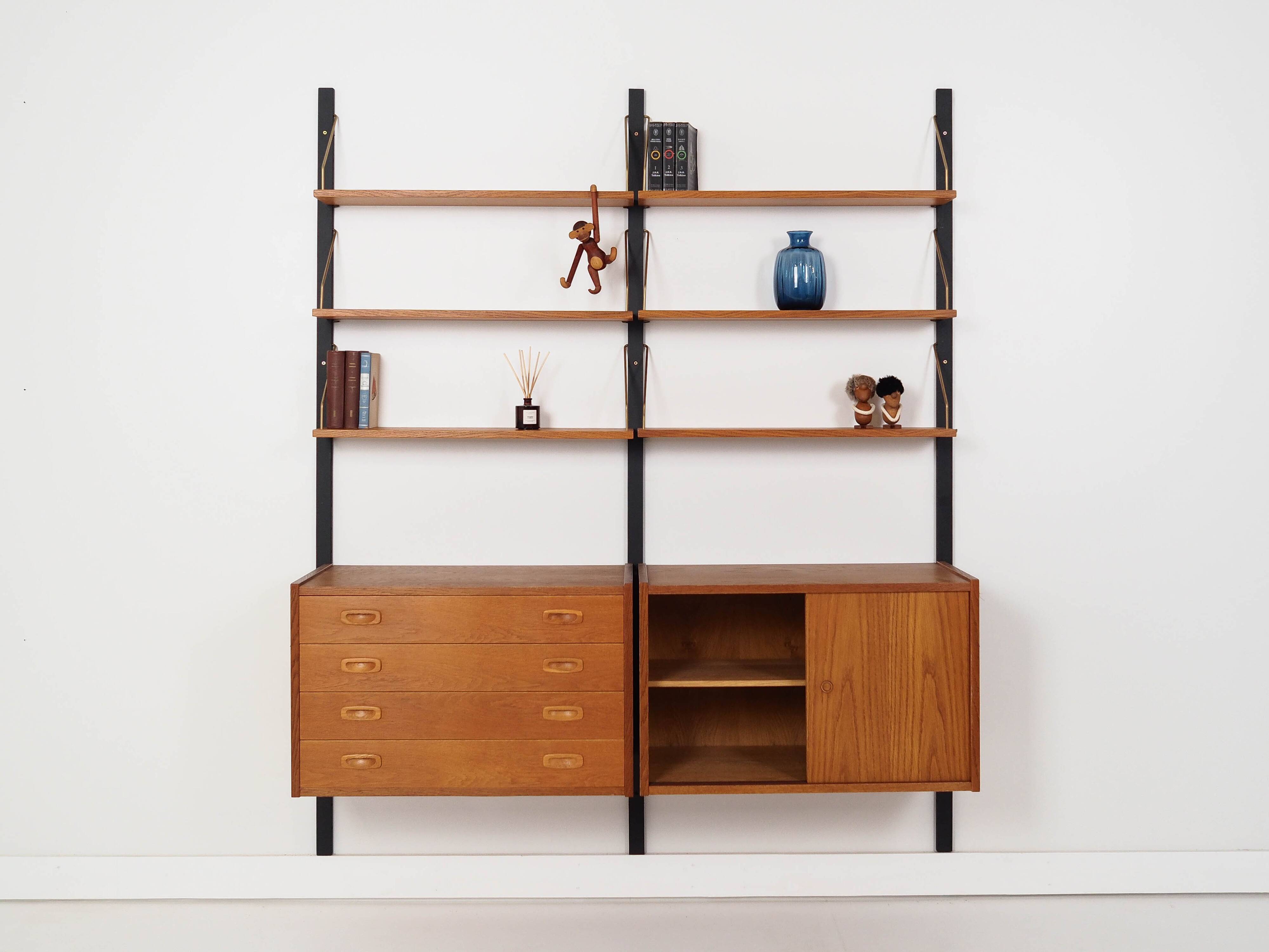 Oak system library, PS system, Danish design, 1960s, production: Rander