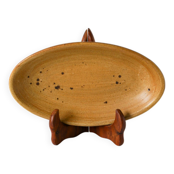 Small glazed stoneware dish, southern pottery, 1960